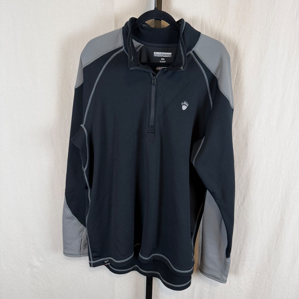 Alaskan Hard Gear Men's 2XL Black‎ Gray 1/4 Zip Pullover Performance Workwear